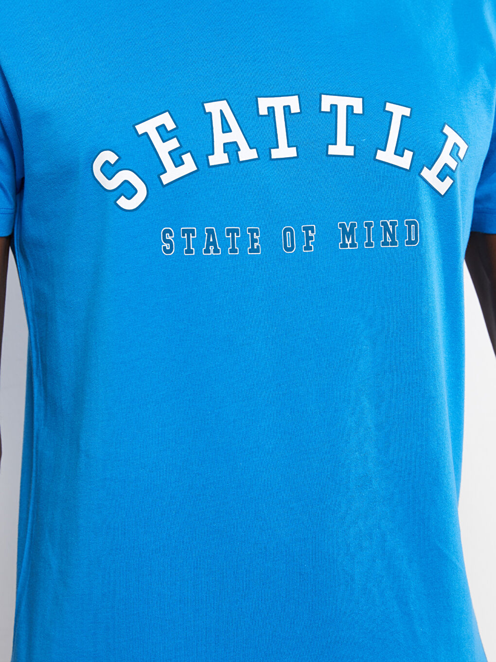 Mavi Bisiklet Yaka Kısa Kollu Baskılı Penye Erkek Tişört-3