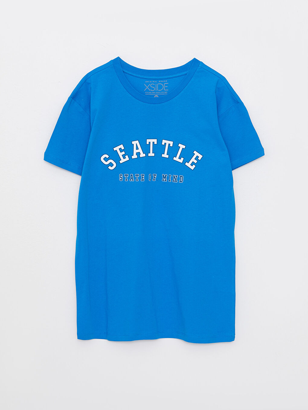 Mavi Bisiklet Yaka Kısa Kollu Baskılı Penye Erkek Tişört-5