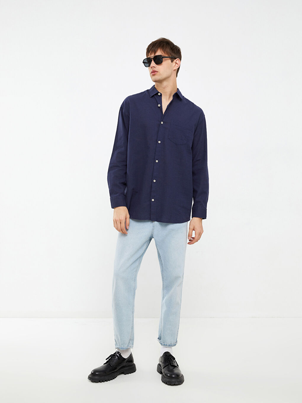 Oversize Long Sleeve Men's Shirt-1