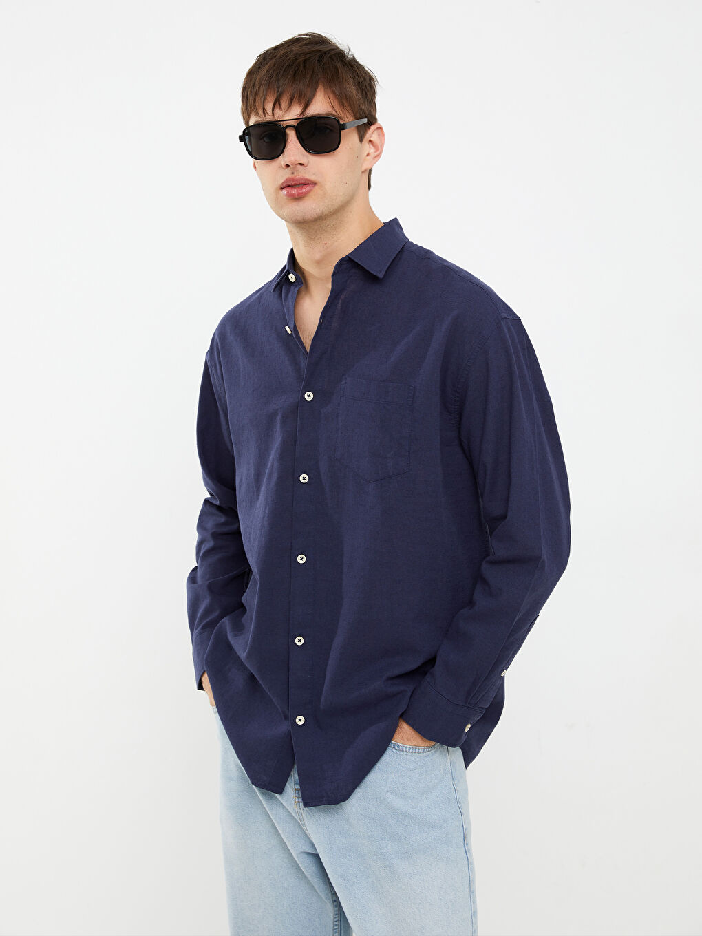 Oversize Long Sleeve Men's Shirt-2