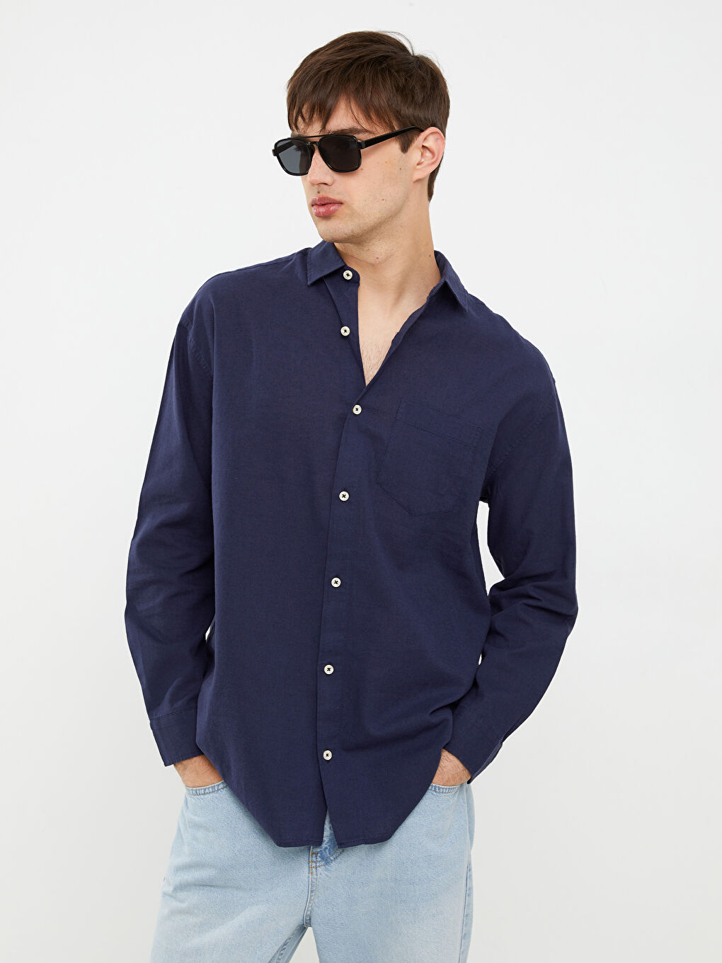 Oversize Long Sleeve Men's Shirt-3