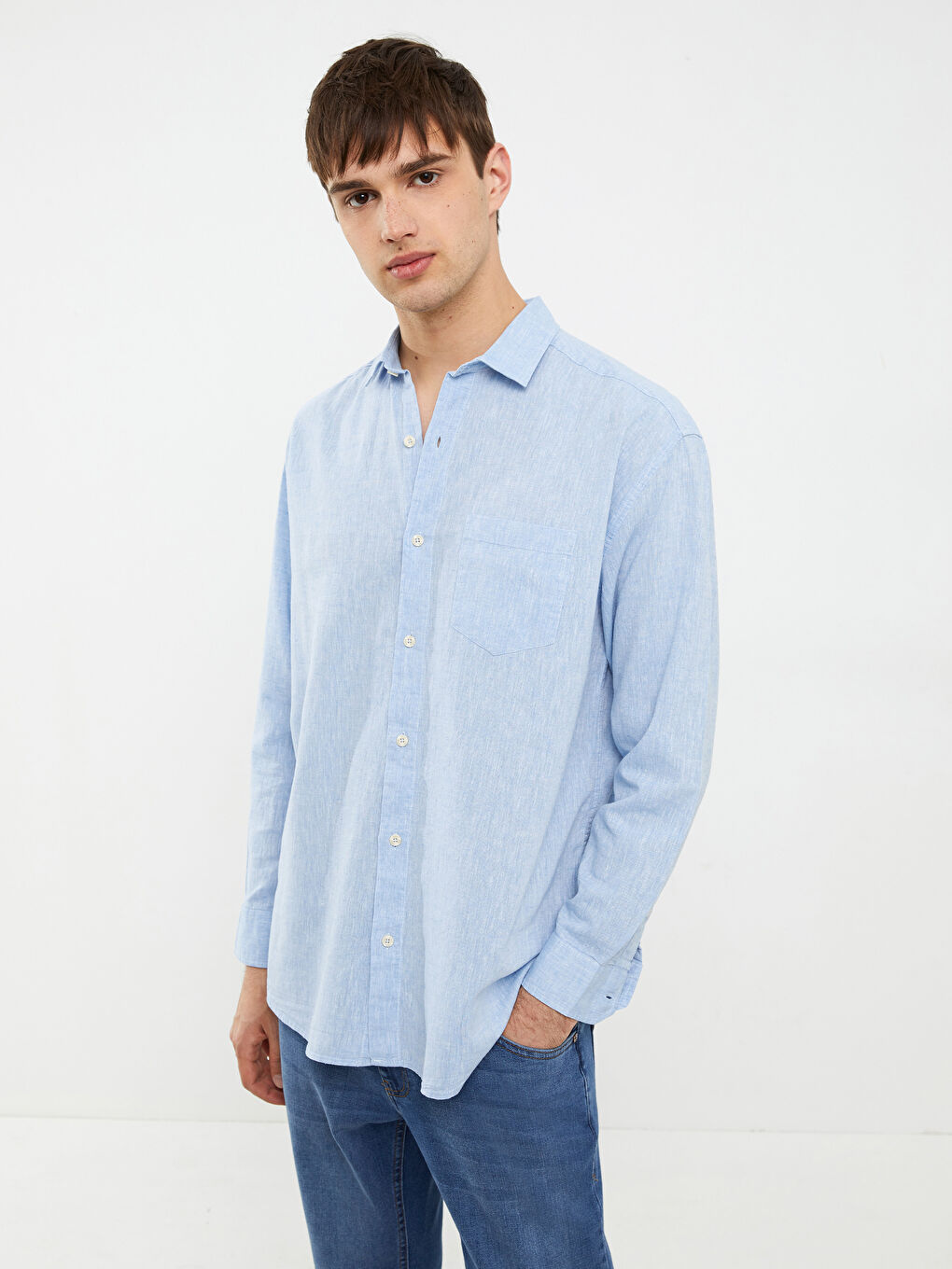 Oversize Long Sleeve Men's Shirt-1