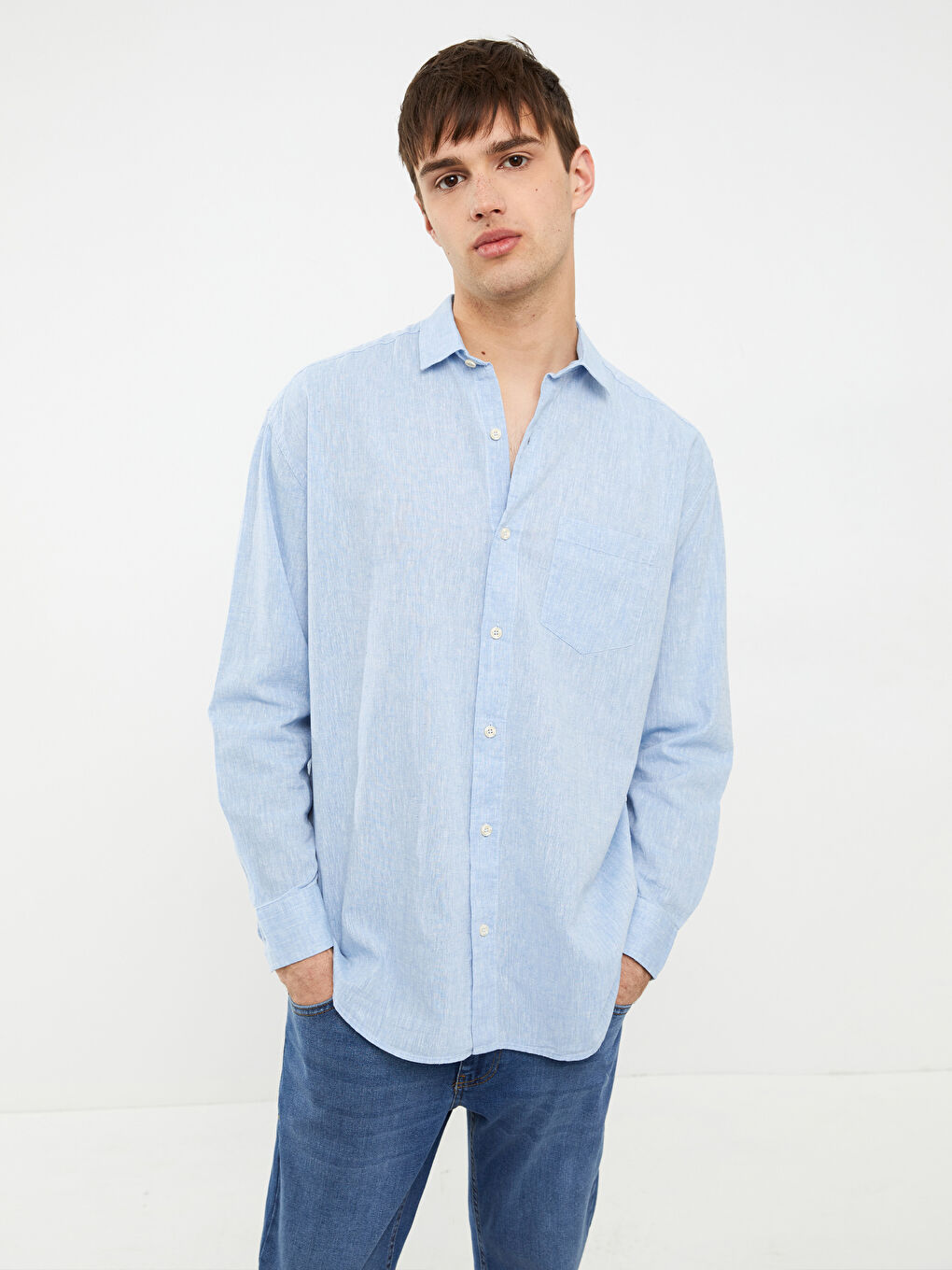Oversize Long Sleeve Men's Shirt-2