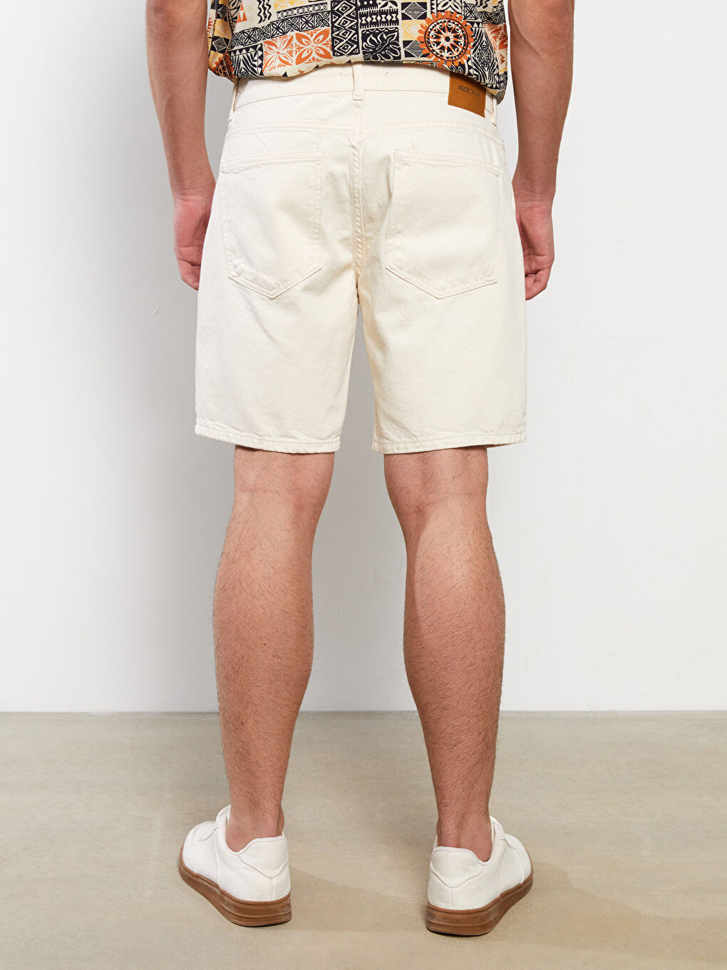 Bej Standart Kalıp Erkek Jean Şort-6