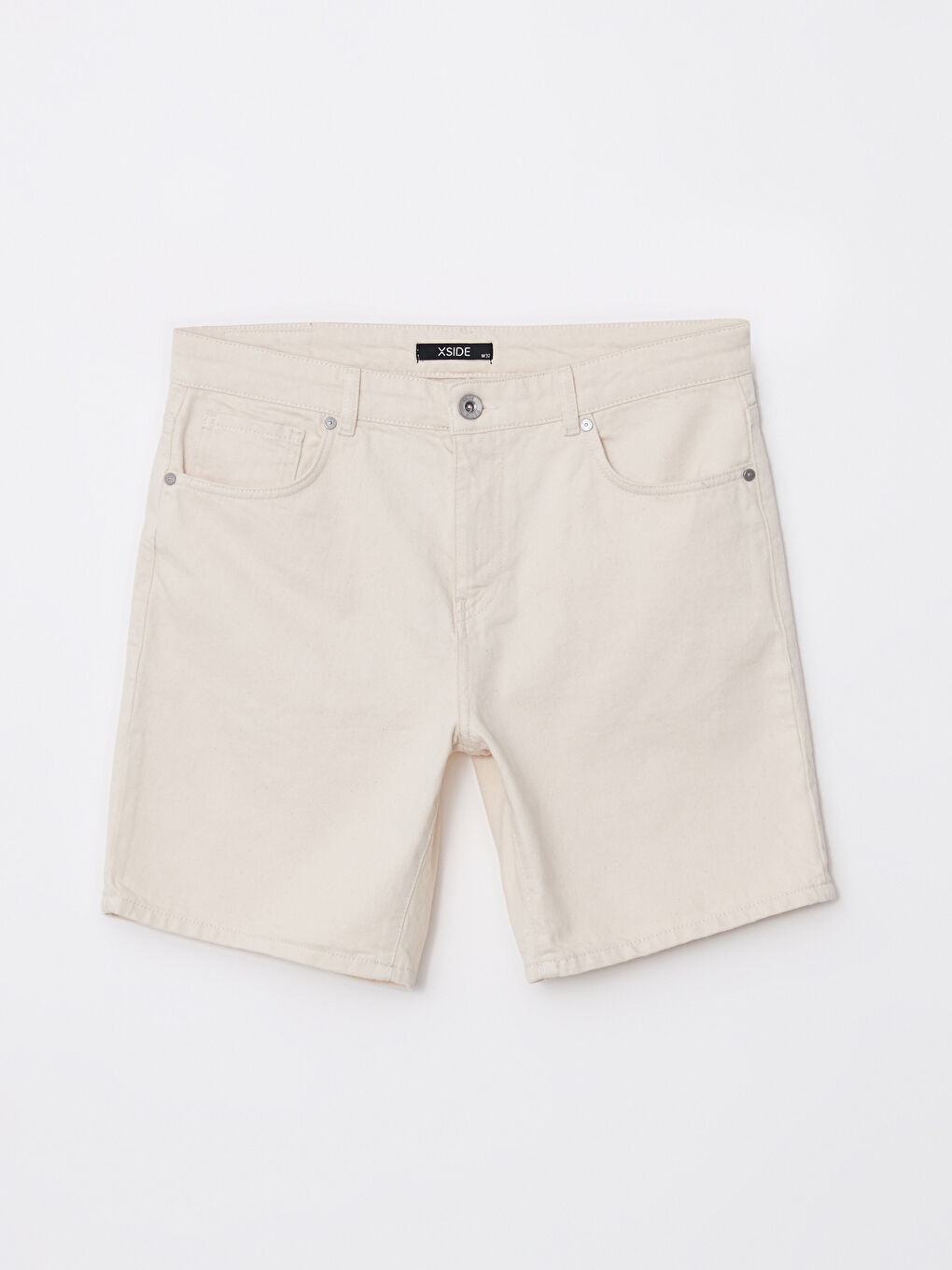 Bej Standart Kalıp Erkek Jean Şort-7