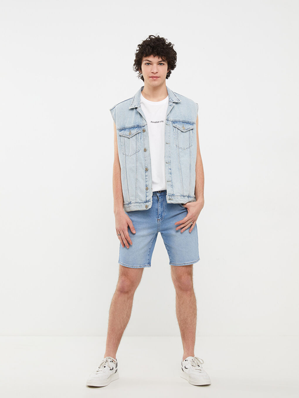 Mavi Standart Kalıp Erkek Jean Şort-1