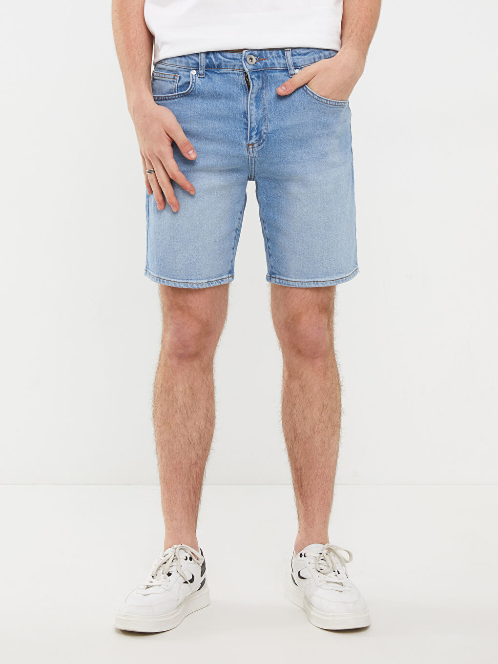 Mavi Standart Kalıp Erkek Jean Şort-3
