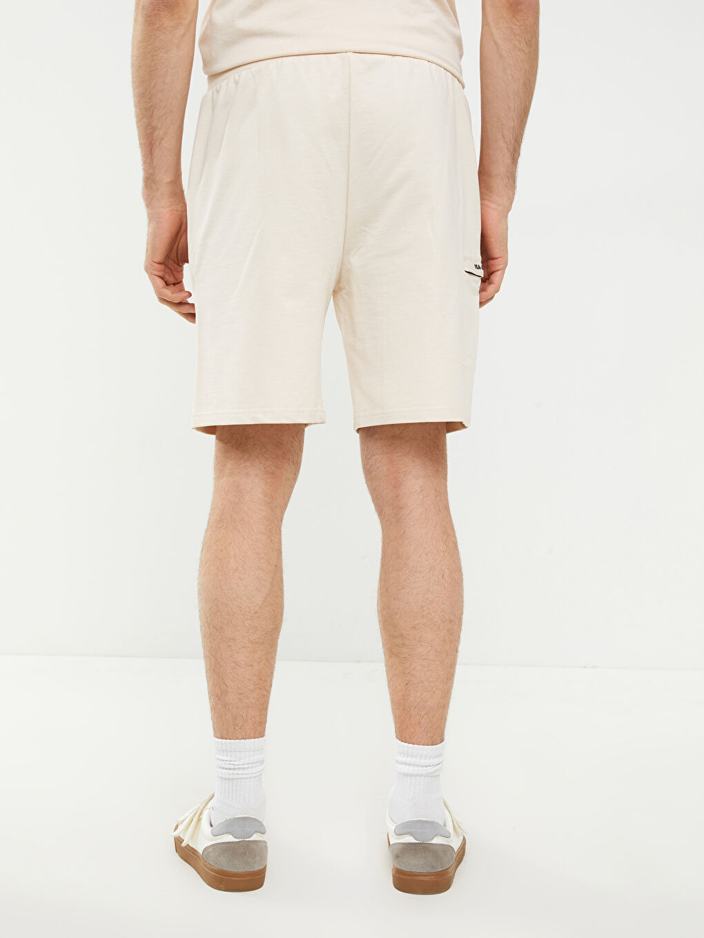 Bej Standart Kalıp Örme Erkek Şort-4