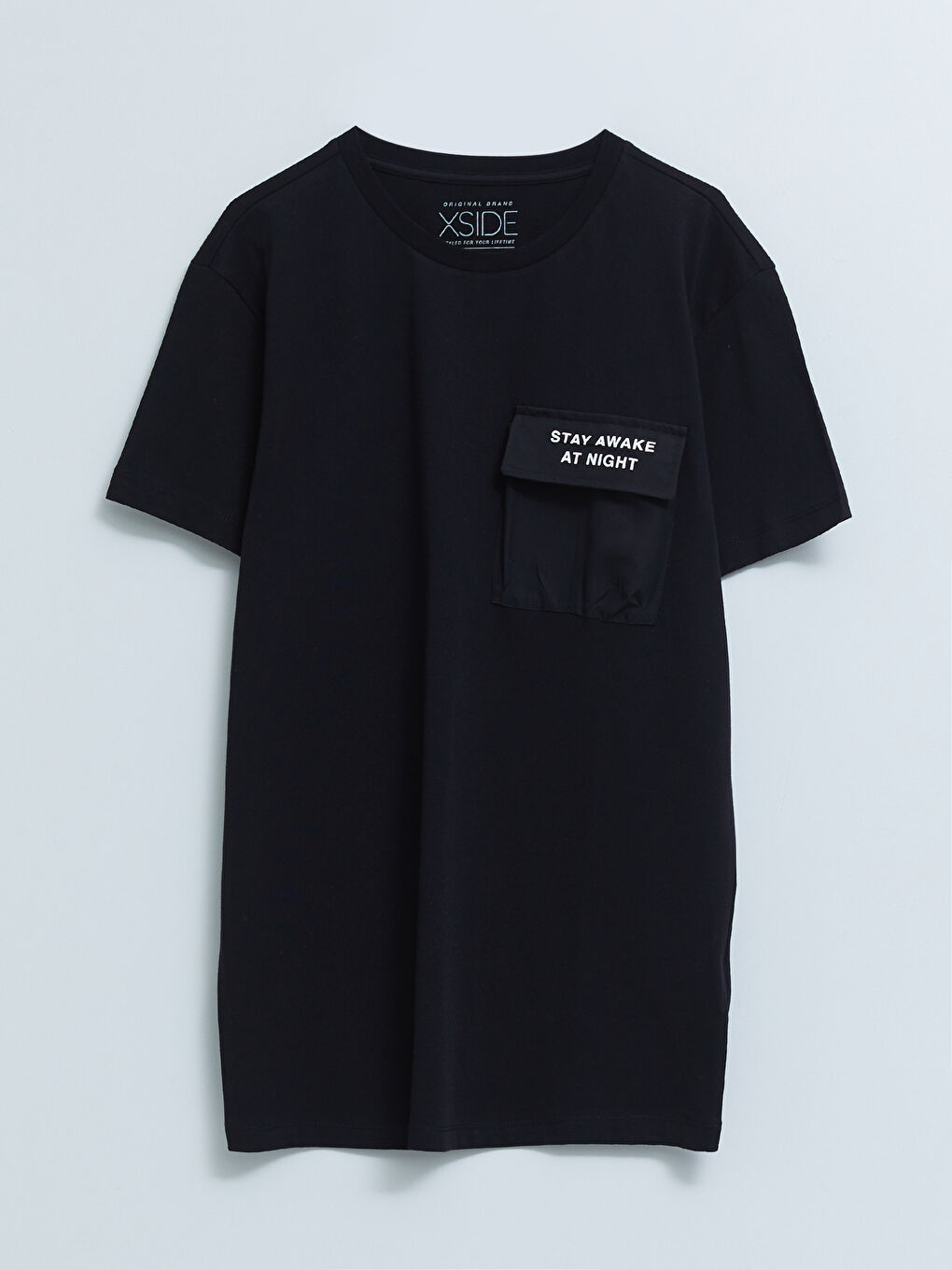 Siyah Bisiklet Yaka Kısa Kollu Baskılı Penye Erkek Tişört-5