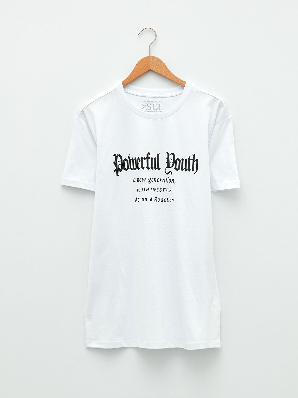 Beyaz Bisiklet Yaka Kısa Kollu Baskılı Penye Erkek Tişört-4