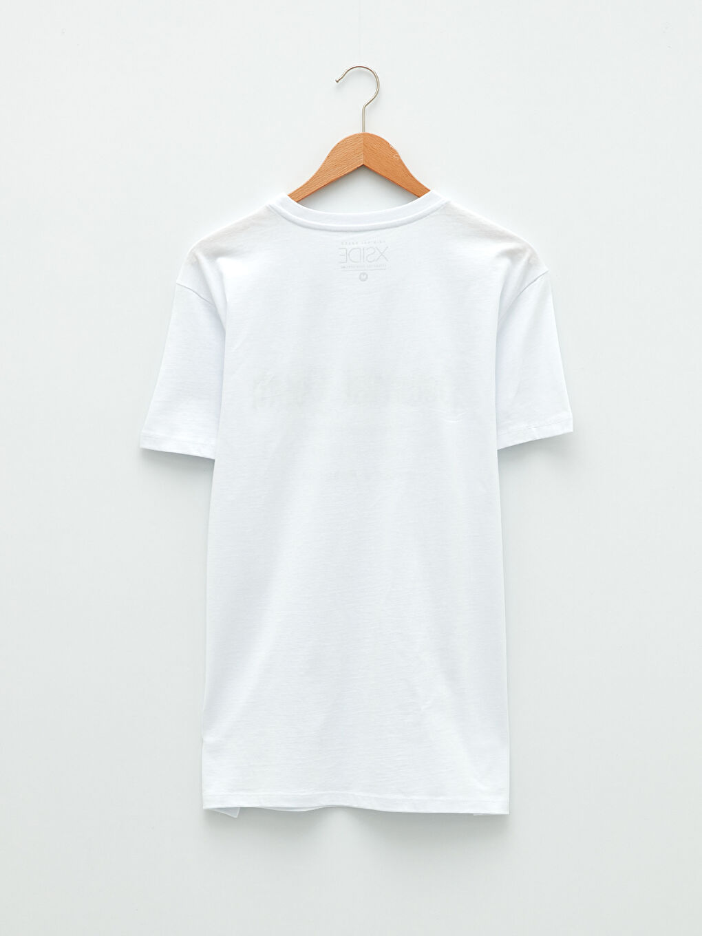 Beyaz Bisiklet Yaka Kısa Kollu Baskılı Penye Erkek Tişört-5