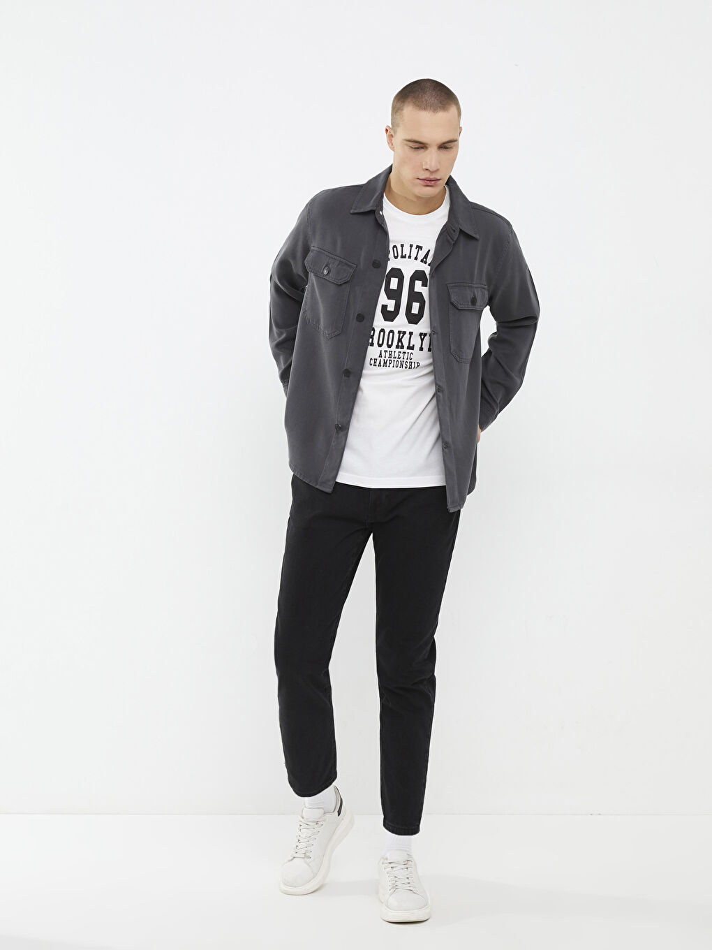 Antrasit Loose Fit Erkek Jean Pantolon