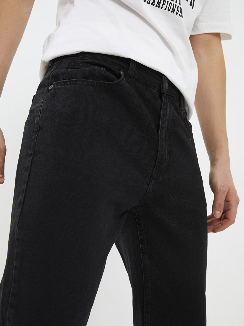 Antrasit Loose Fit Erkek Jean Pantolon-3