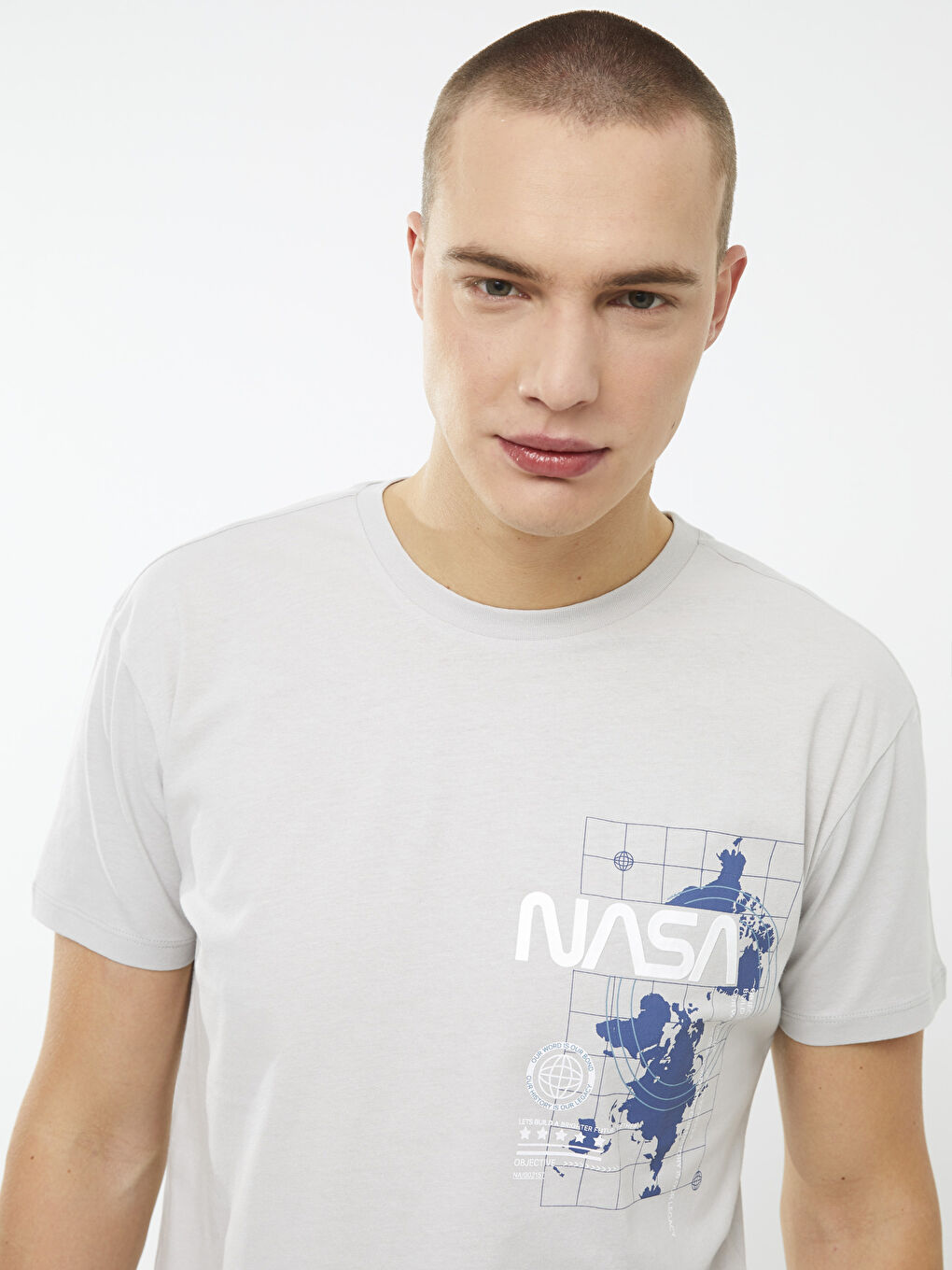 XSIDE Crew Neck Short Sleeve Nasa Printed Combed Cotton Men's T-Shirt -S2GD00Z8-RUC