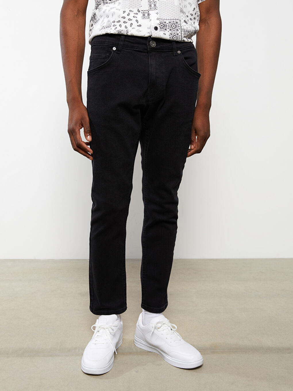 Siyah Slim Fit Erkek Jean Pantolon-2