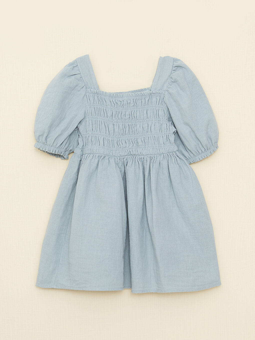 Yeşil U Yaka Kısa Kollu Basic Kız Bebek Elbise