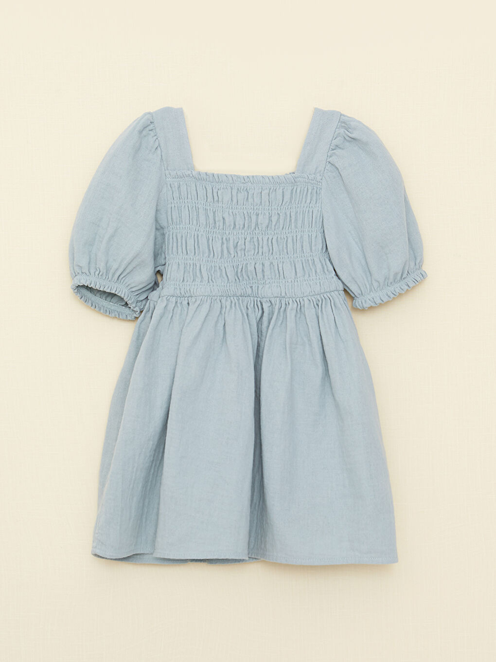 Yeşil U Yaka Kısa Kollu Basic Kız Bebek Elbise-1