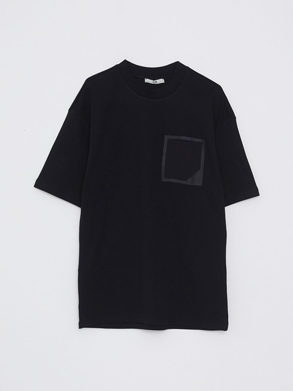 Siyah Bisiklet Yaka Kısa Kollu Erkek Tişört-5