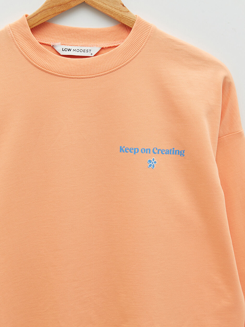 Pembe Bisiklet Yaka Baskılı Uzun Kollu Oversize Pamuklu Kadın Sweatshirt Tunik-6