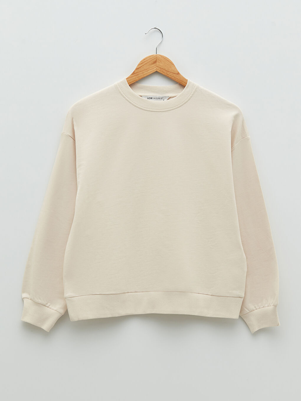 Crew Neck Straight Long Sleeve Oversize Cotton Women's Sweatshirt Tunic-5