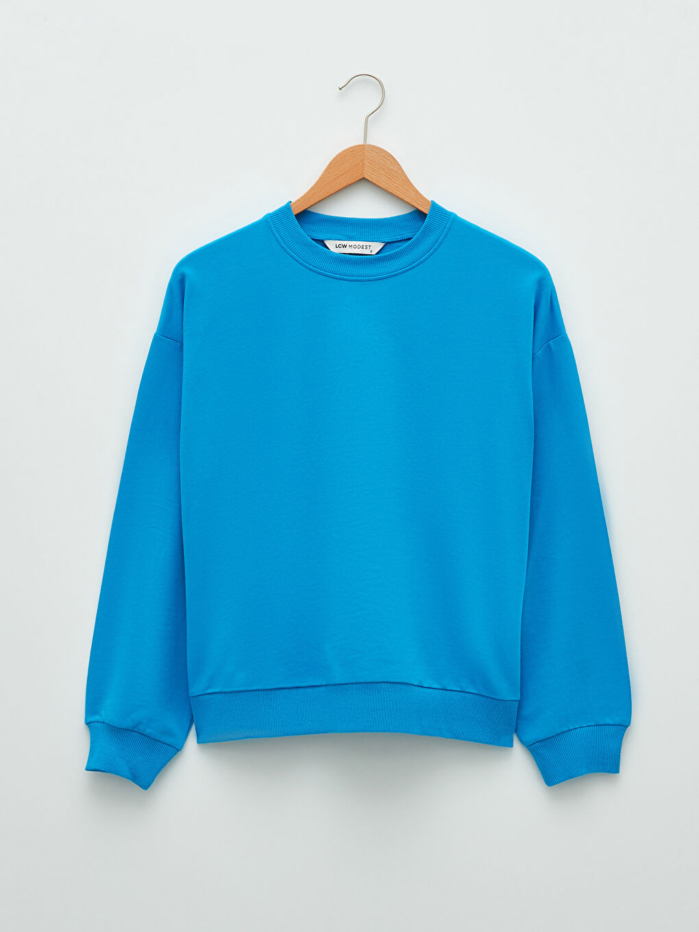 Crew Neck Straight Long Sleeve Oversize Cotton Women's Sweatshirt Tunic-4