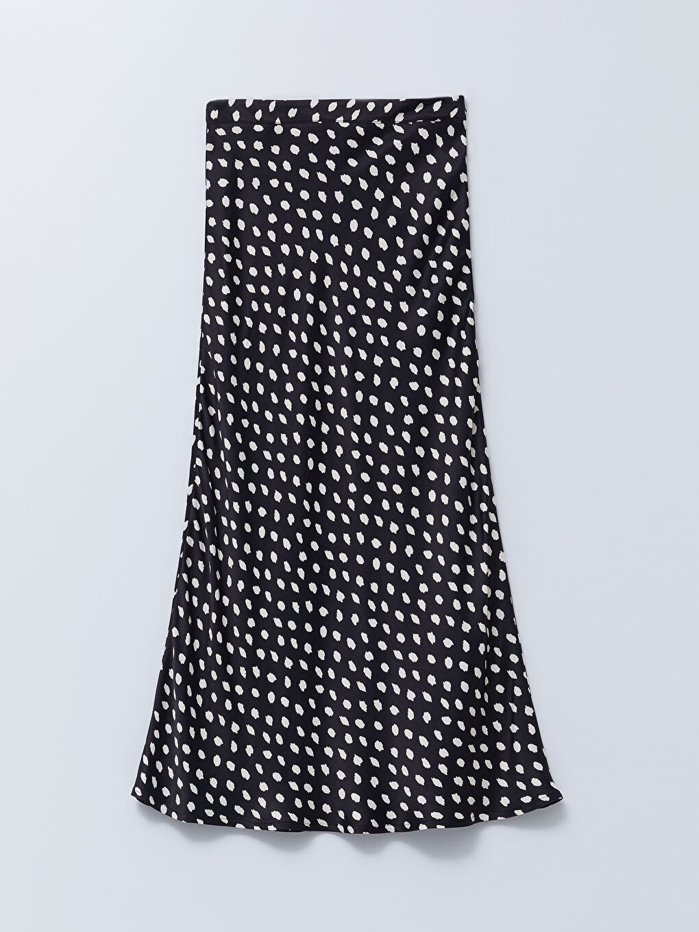 Siyah Standart Fit Desenli Saten Kadın Etek-7