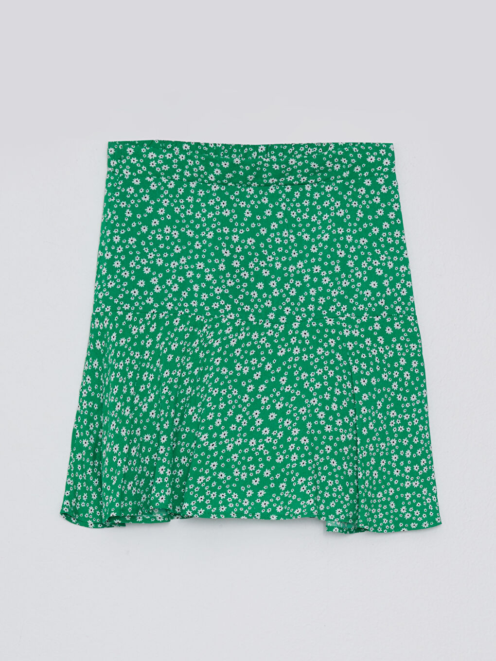 Fustă Scurtă pentru Femei cu Talie Elastică, Florală, din Vâscoză-5