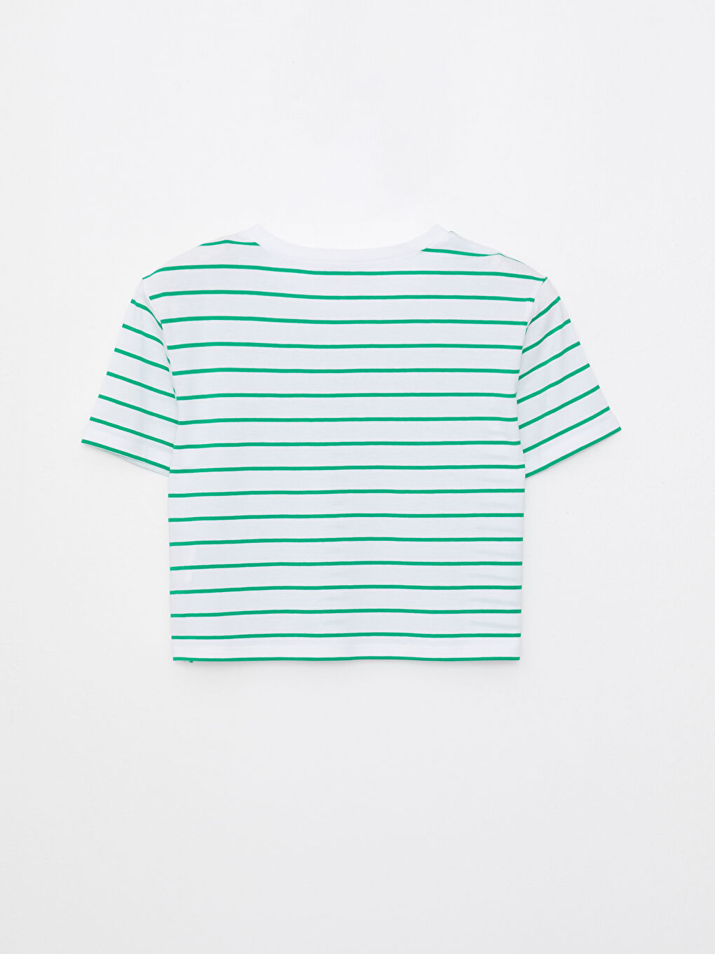 Кроп-топ с коротким рукавом, полосатый, с круглым вырезом для женщин-6