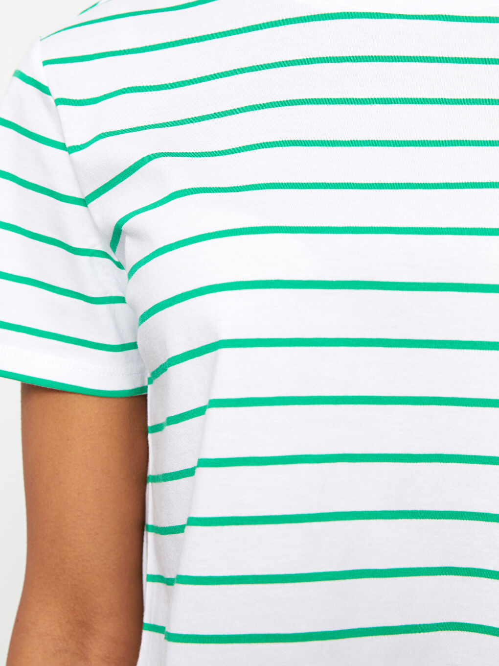 Кроп-топ с коротким рукавом, полосатый, с круглым вырезом для женщин-3