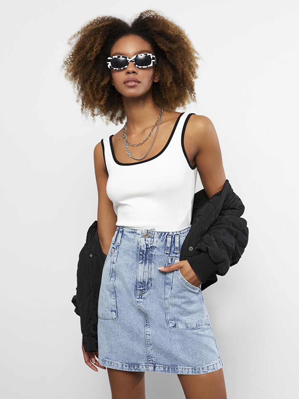LCW Vision Women's U Neck Plain Crop Top -S2GE17Z8-FDU
