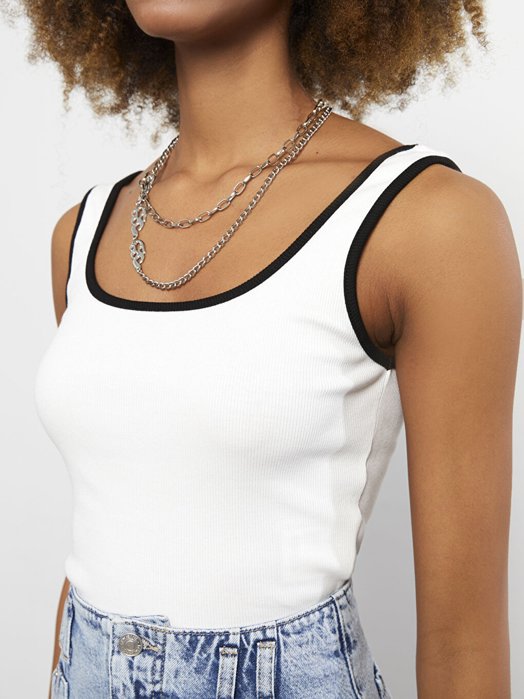 LCW Vision Women's U Neck Plain Crop Top -S2GE17Z8-FDU