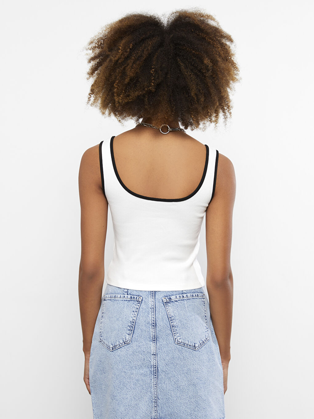 LCW Vision Women's U Neck Plain Crop Top -S2GE17Z8-FDU