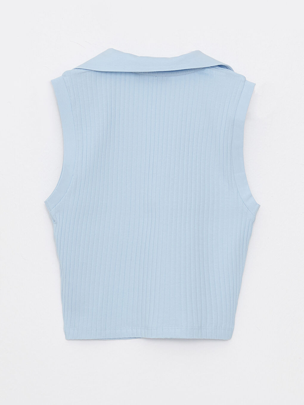 قميص قصير بدون أكمام بياقة بولو مستقيم للسيدات-6