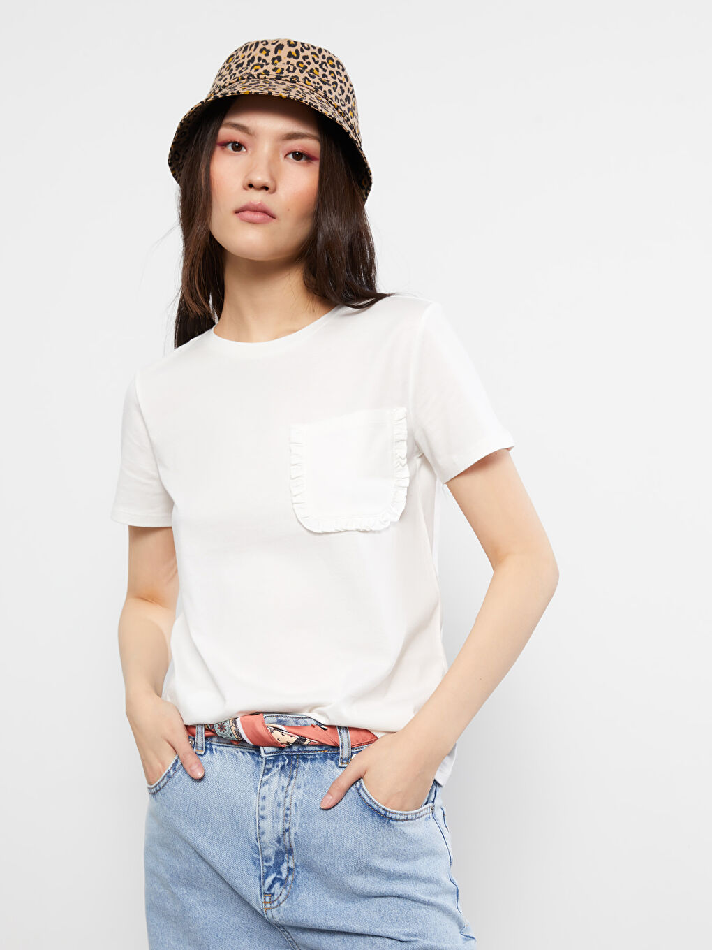 Crew Neck Straight Short Sleeve Cotton Women's T-Shirt