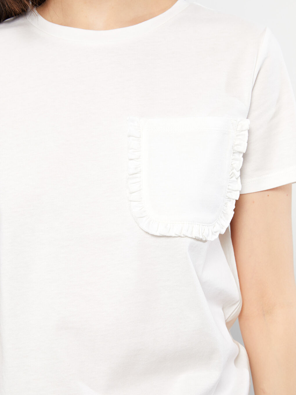 Crew Neck Straight Short Sleeve Cotton Women's T-Shirt-3