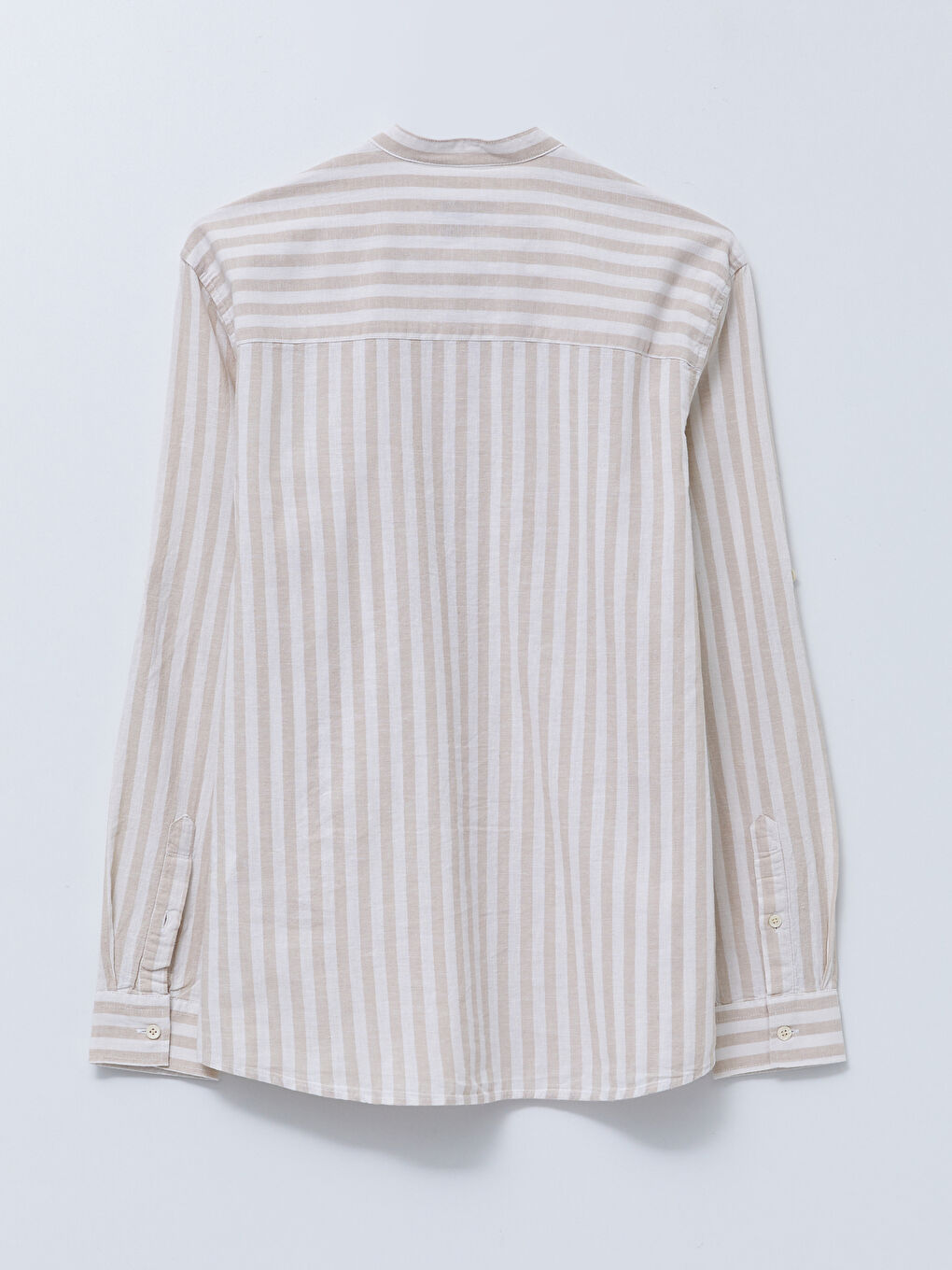 Bej Regular Fit Hakim Yaka Uzun Kollu Poplin Erkek Gömlek-6