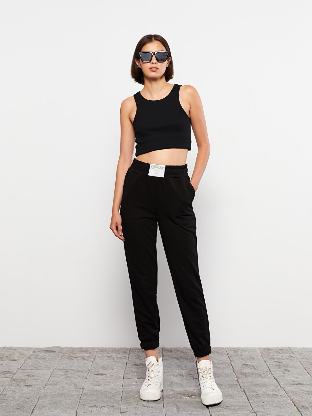 بنطال رياضي بطبعة بخصر مطاطي للسيدات-1