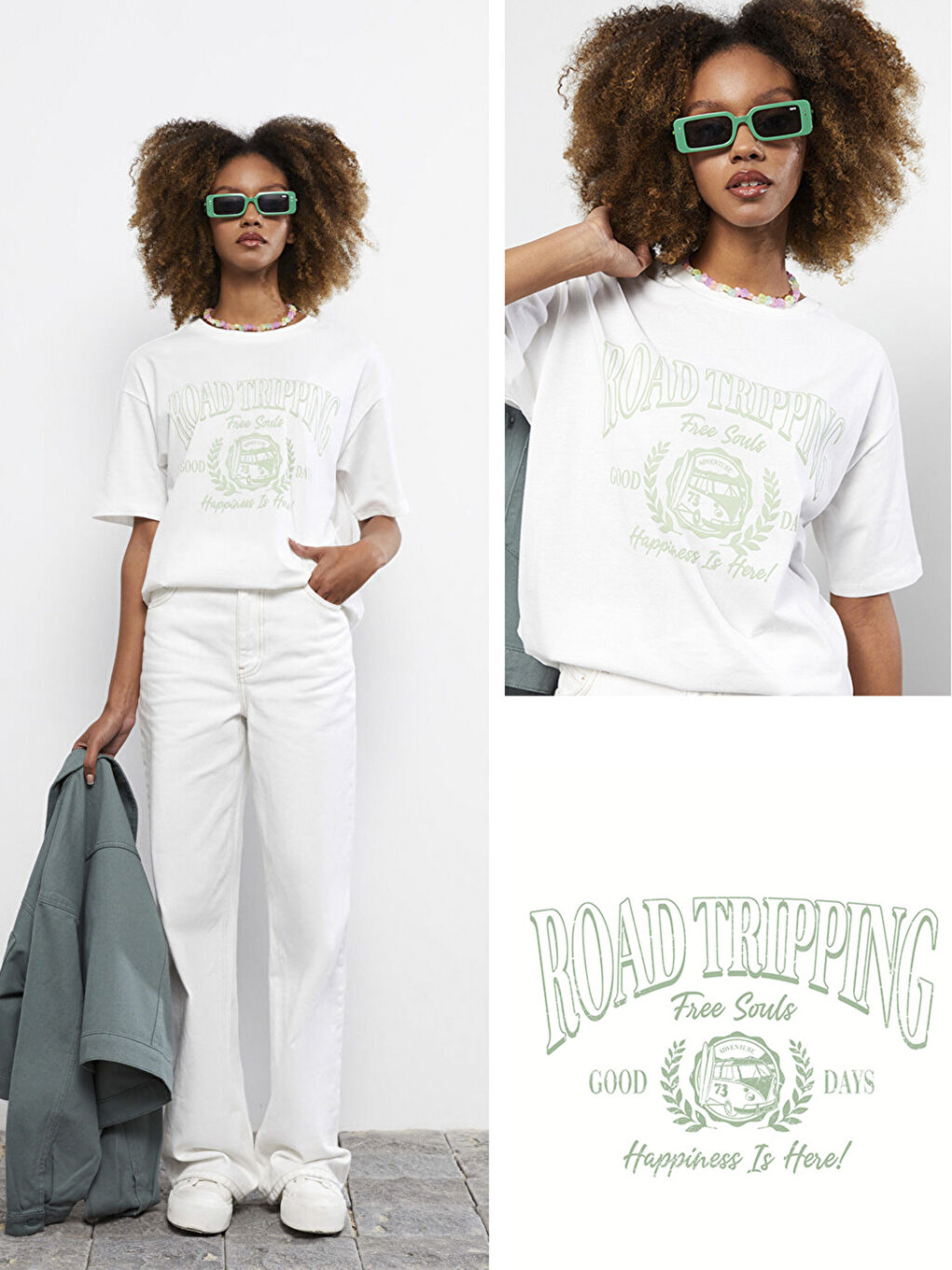 әйелдерге арналған принтті қысқа жең трикотаж футболка