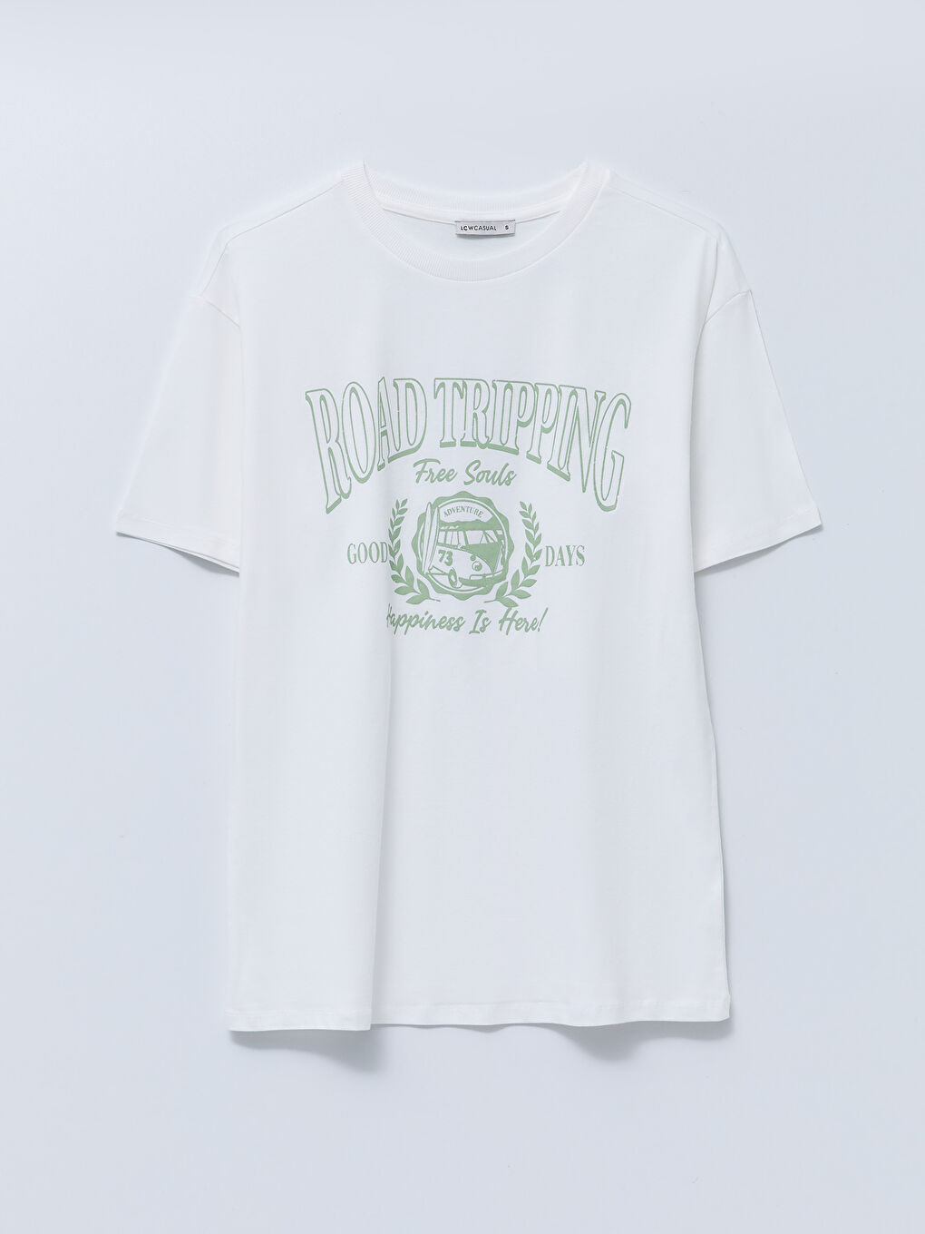 әйелдерге арналған принтті қысқа жең трикотаж футболка-5