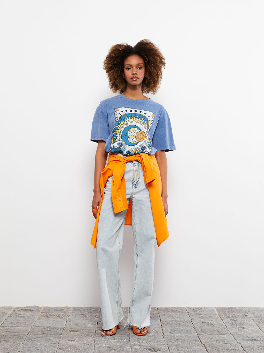 Crew Neck Printed Short Sleeve Cotton Women's T-shirt-2