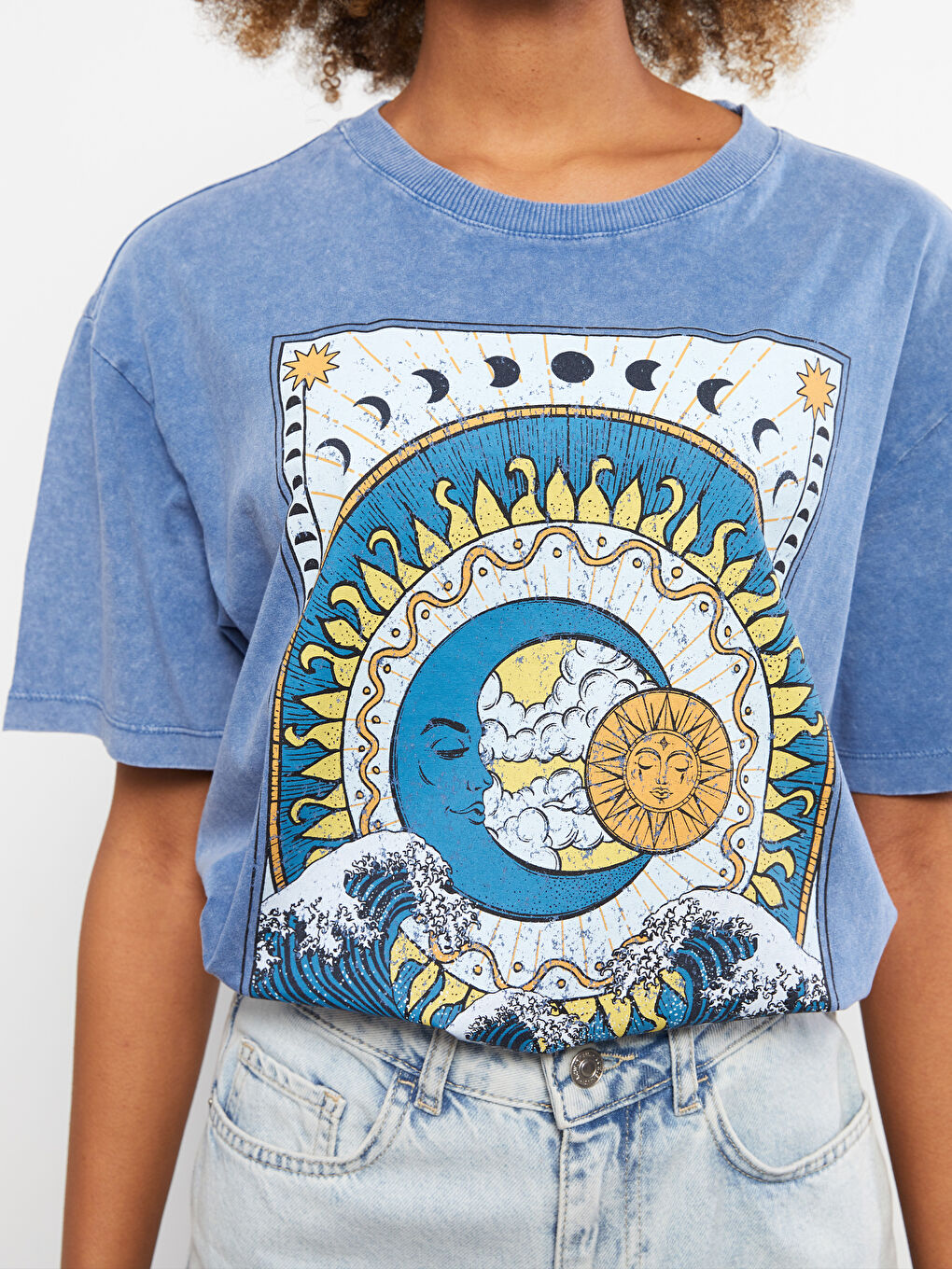 Crew Neck Printed Short Sleeve Cotton Women's T-shirt-3