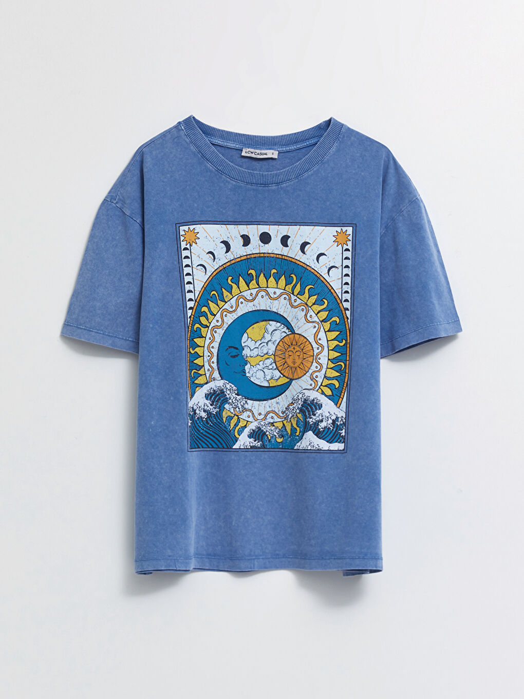 Crew Neck Printed Short Sleeve Cotton Women's T-shirt-5