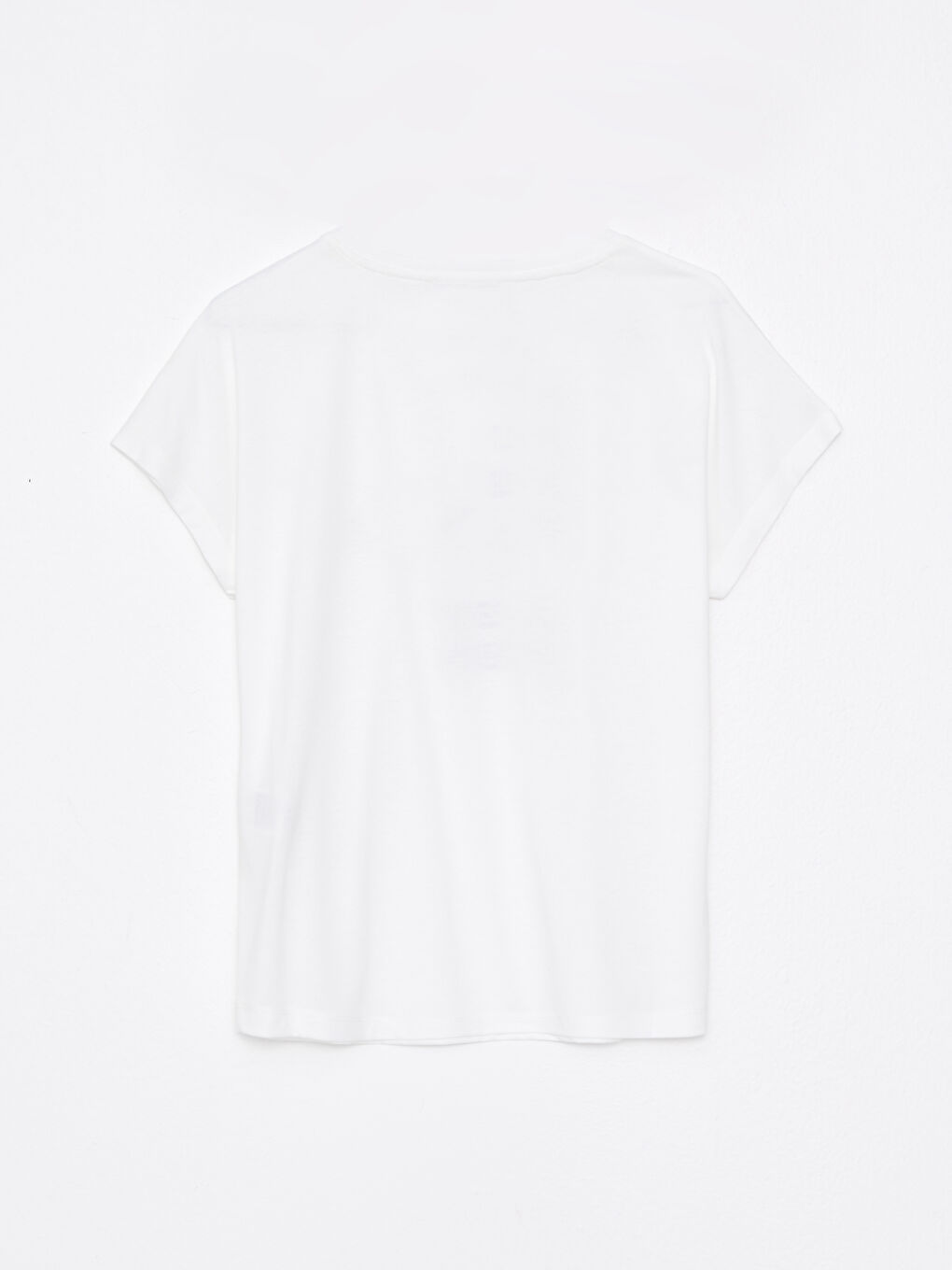 Ekru Bisiklet Yaka Yazı Baskılı Kısa Kollu Kadın Tişört-6