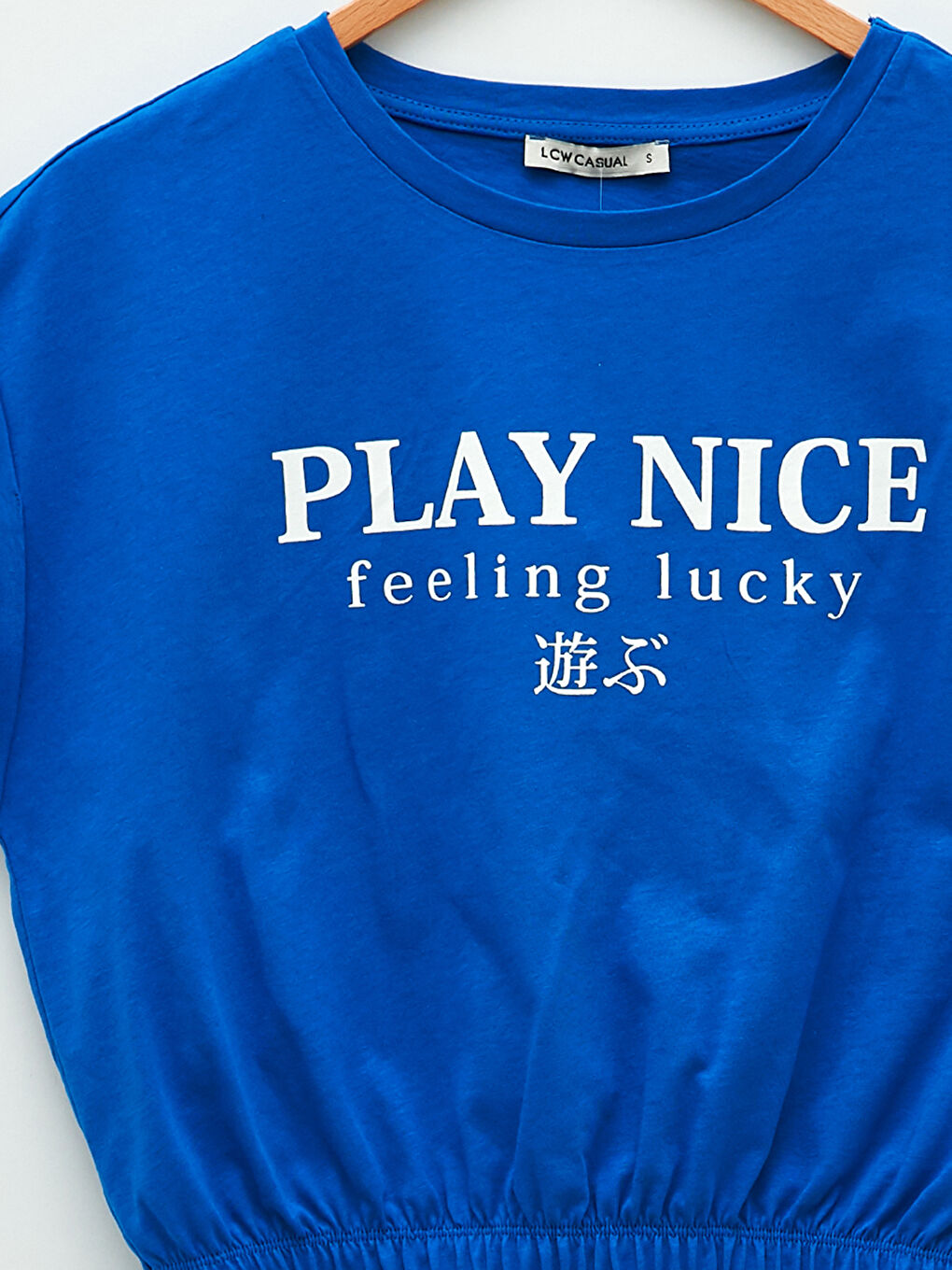 Mavi Bisiklet Yaka Baskılı Kısa Kollu Kadın Tişört-7