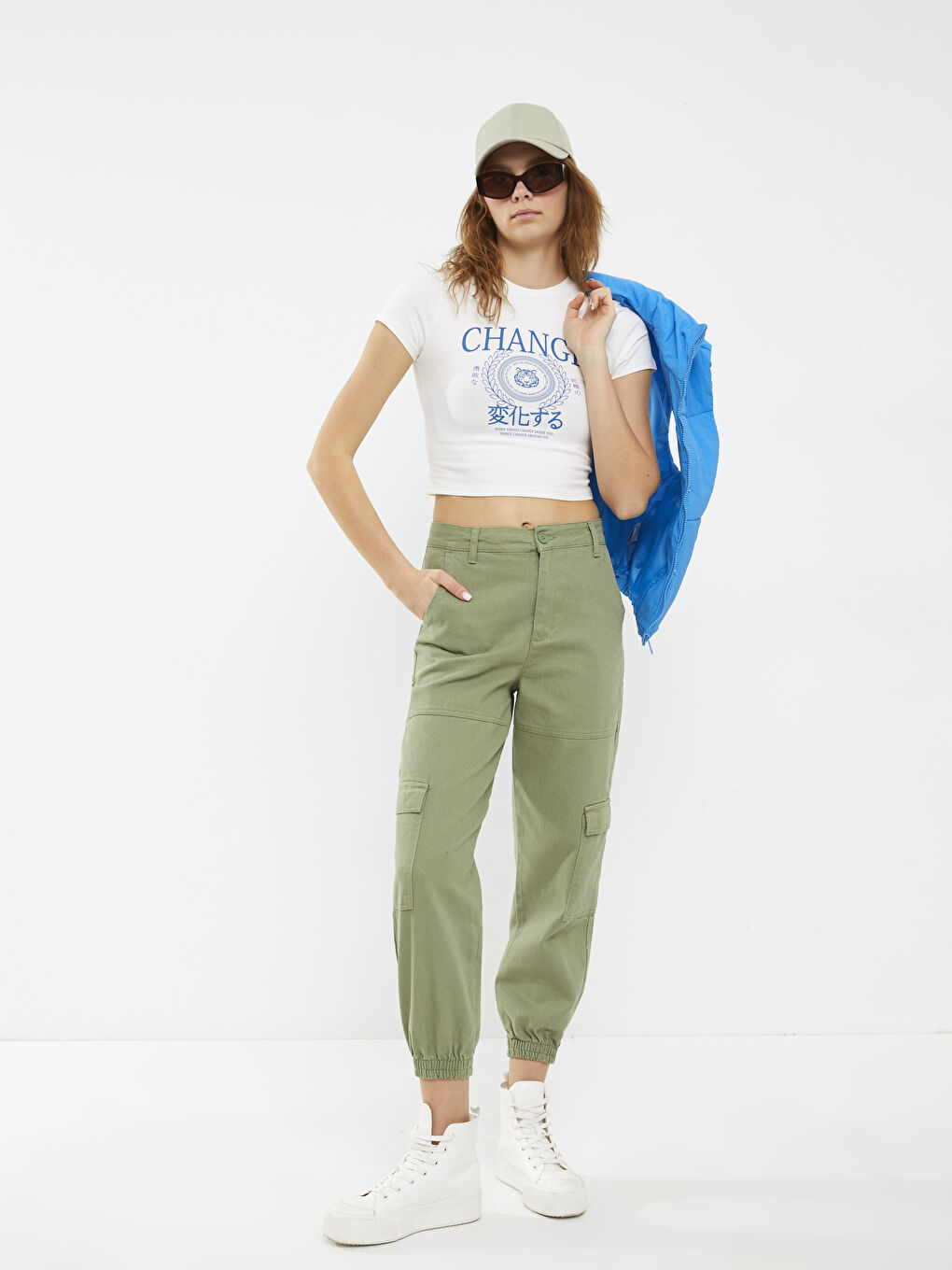 Tricou din Bumbac cu Mânecă Scurtă Imprimat și Guler Rotund pentru Femei-2