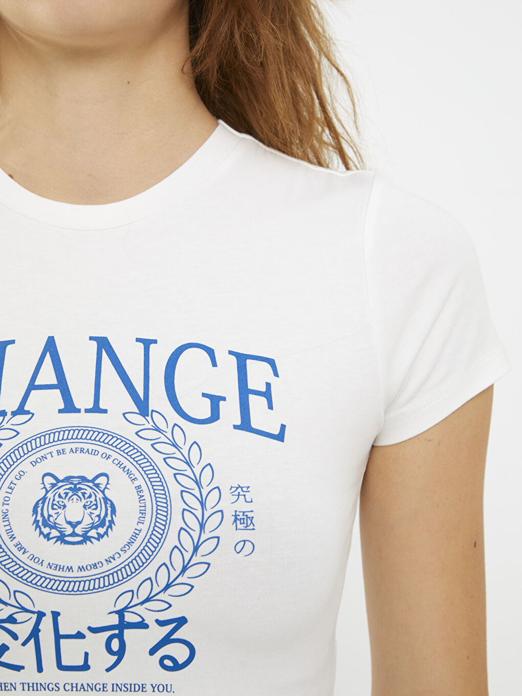 Tricou din Bumbac cu Mânecă Scurtă Imprimat și Guler Rotund pentru Femei-3