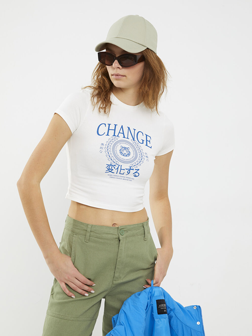 Tricou din Bumbac cu Mânecă Scurtă Imprimat și Guler Rotund pentru Femei