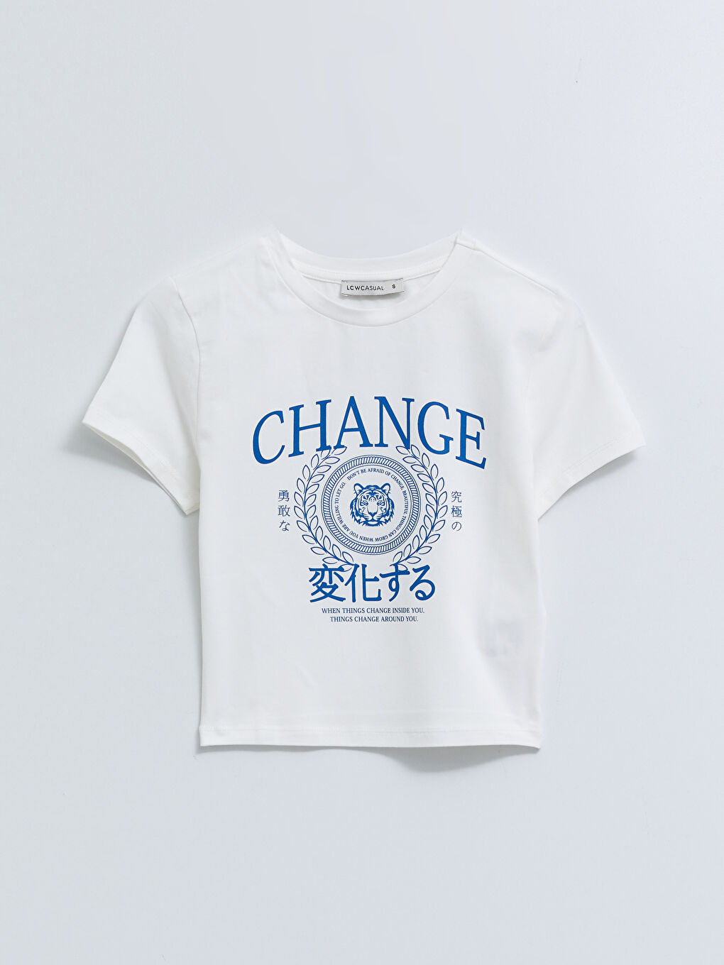 Tricou din Bumbac cu Mânecă Scurtă Imprimat și Guler Rotund pentru Femei-5