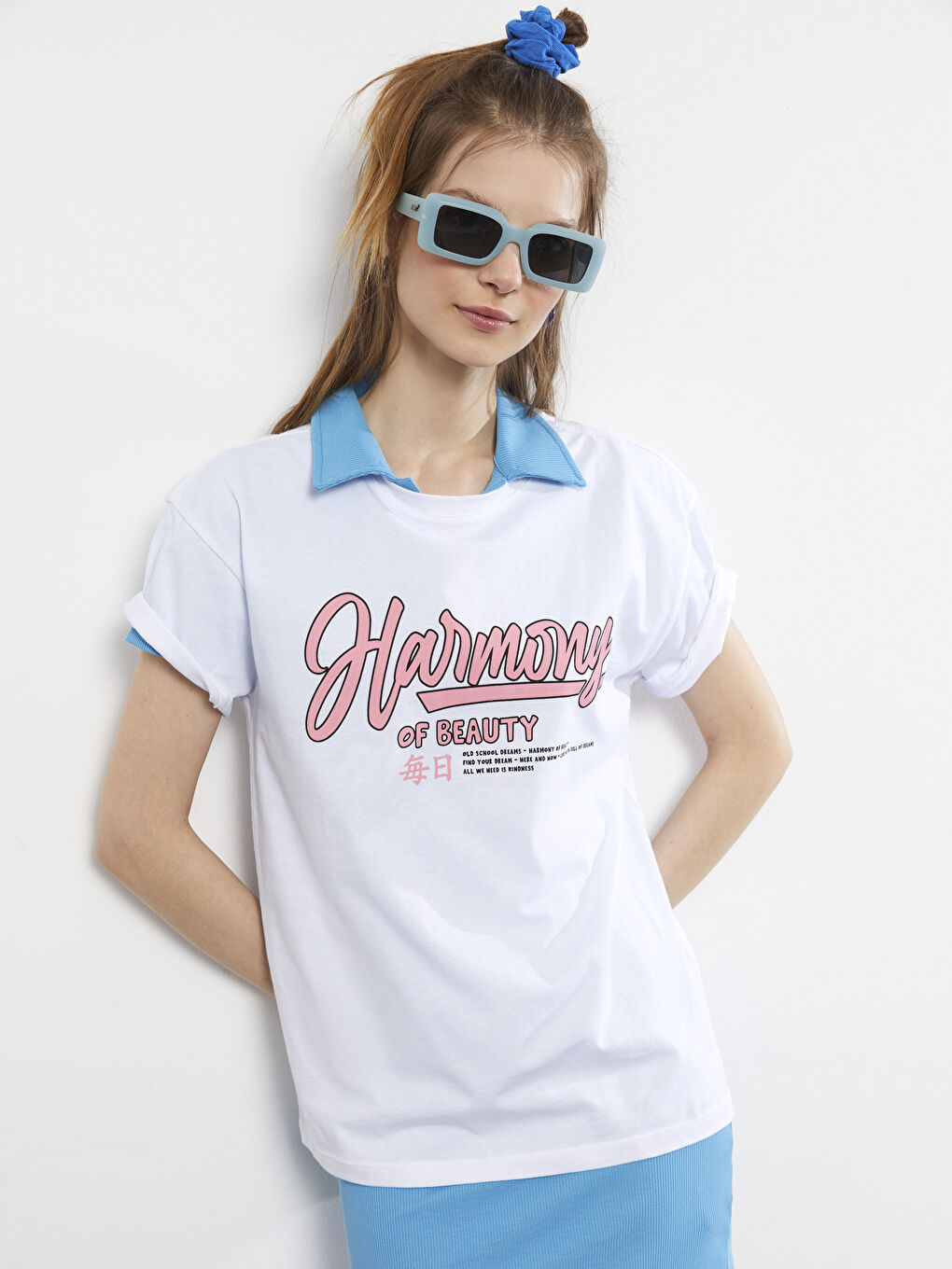 Crew Neck Letter Printed Short Sleeve Cotton Women's T-Shirt-1