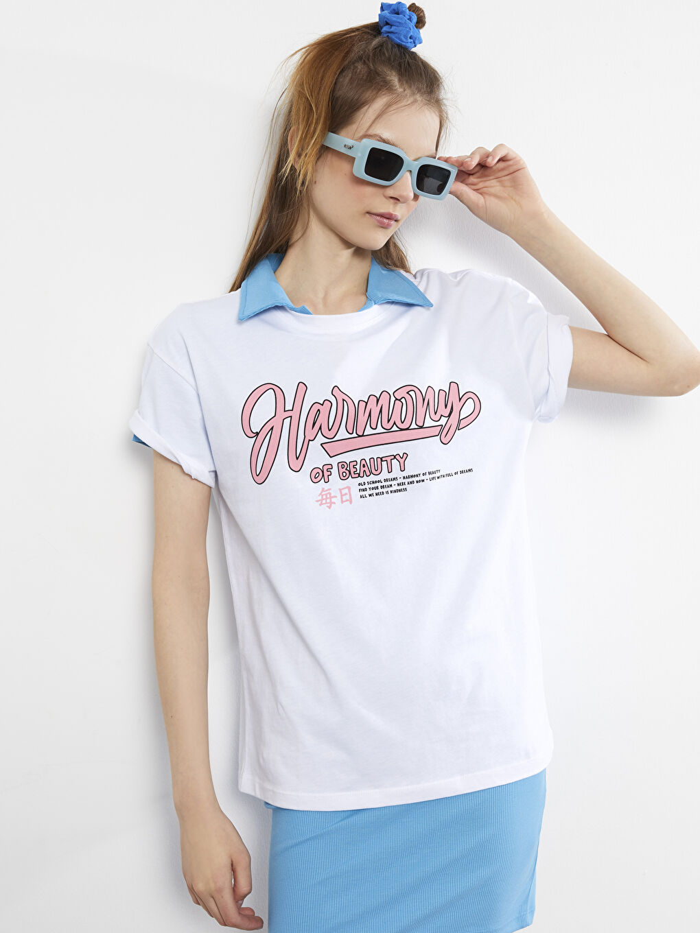 Crew Neck Letter Printed Short Sleeve Cotton Women's T-Shirt-3